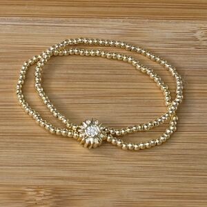 Stainless Steel Gold Beaded Flower Bracelet